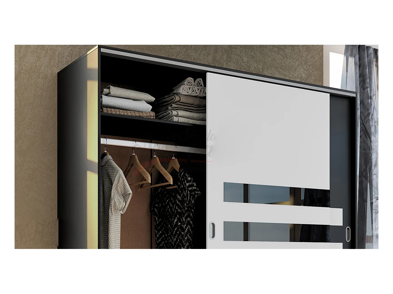 Camera da letto completa nera e bianca CDLI7022