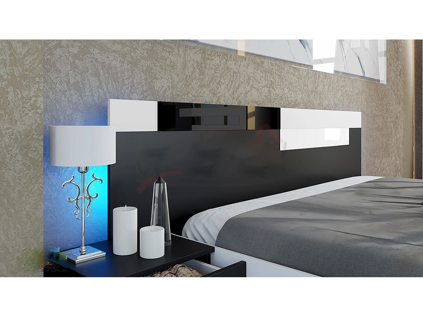 Camera da letto completa nera e bianca CDLI7022