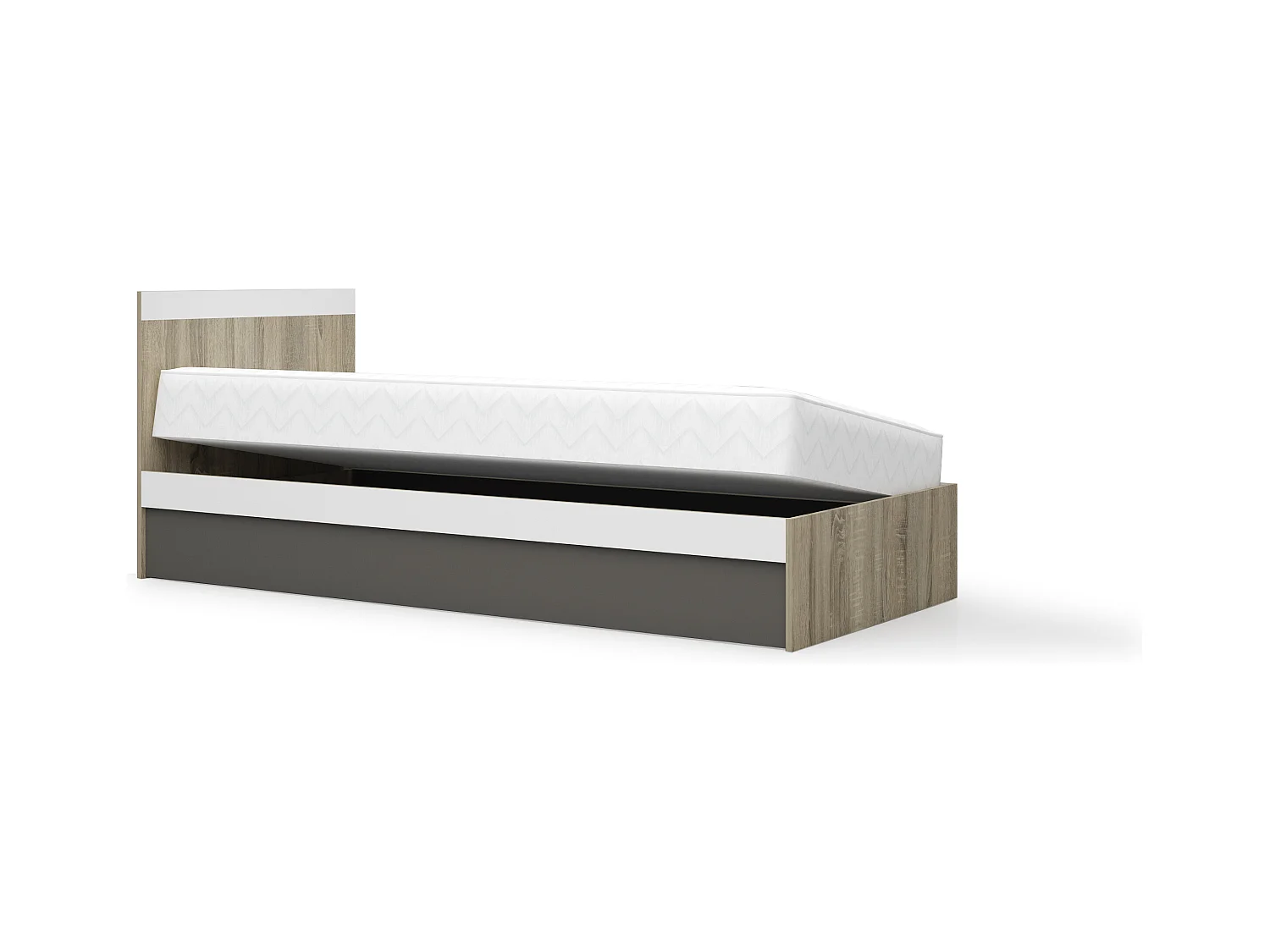 Cameretta completa moderna con letto contenitore 90x200 cm in rovere, antracite e bianco CBG12