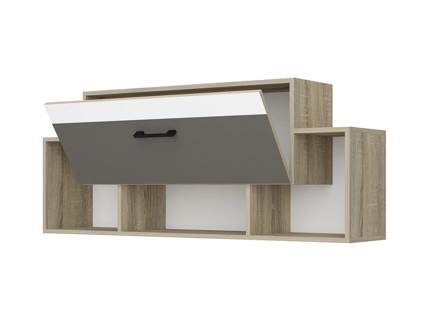 Cameretta completa moderna con letto contenitore 90x200 cm in rovere, antracite e bianco CBG12