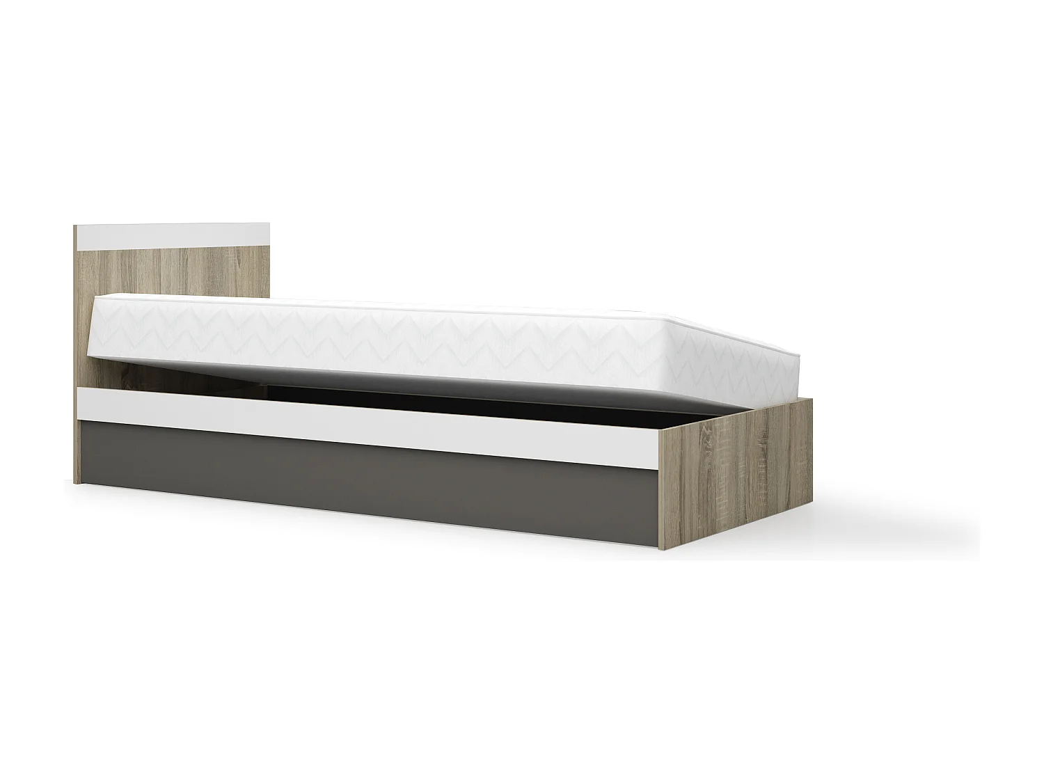 Cameretta completa moderna con letto contenitore 90x200 cm in rovere, antracite e bianco CBG12