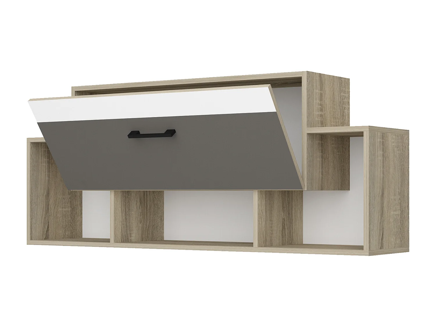 Cameretta completa moderna con letto contenitore 90x200 cm in rovere, antracite e bianco CBG12