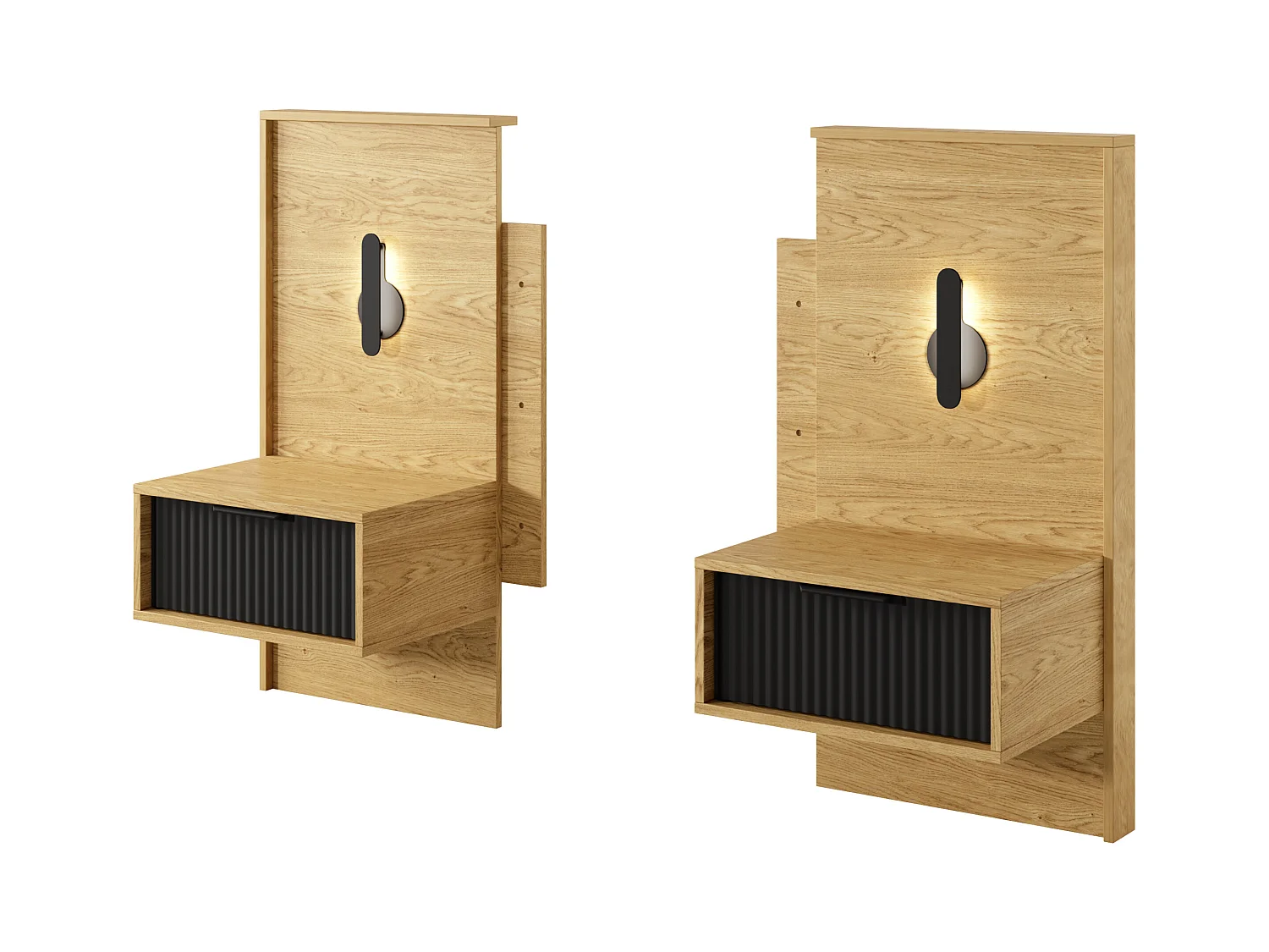 Camera da letto matrimoniale completa moderna rovere naturale e nero CDLLK3