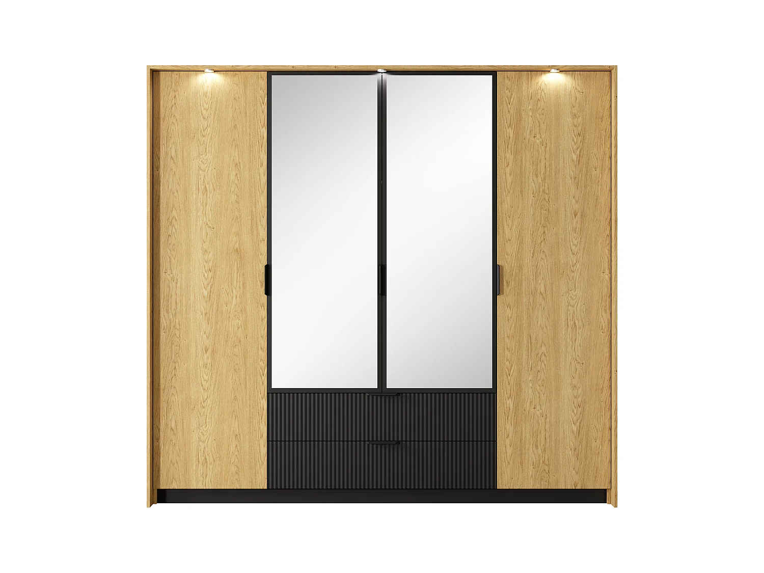 Camera da letto matrimoniale completa moderna rovere naturale e nero CDLLK3