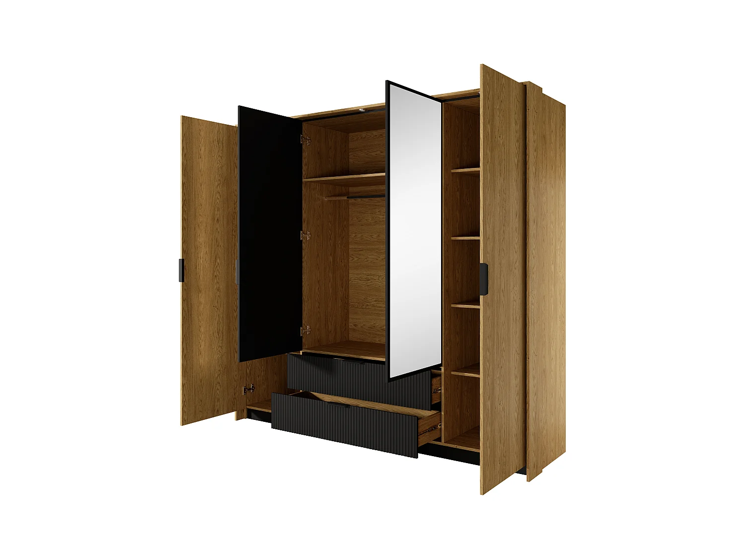 Camera da letto matrimoniale completa moderna rovere naturale e nero CDLLK3