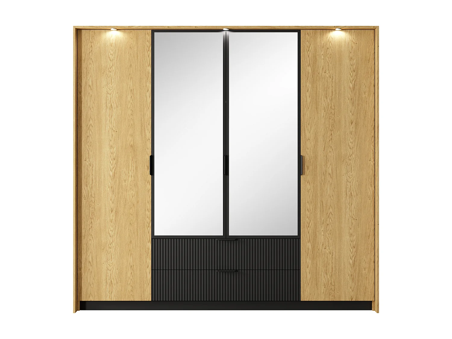 Camera da letto matrimoniale completa moderna rovere naturale e nero CDLLK3