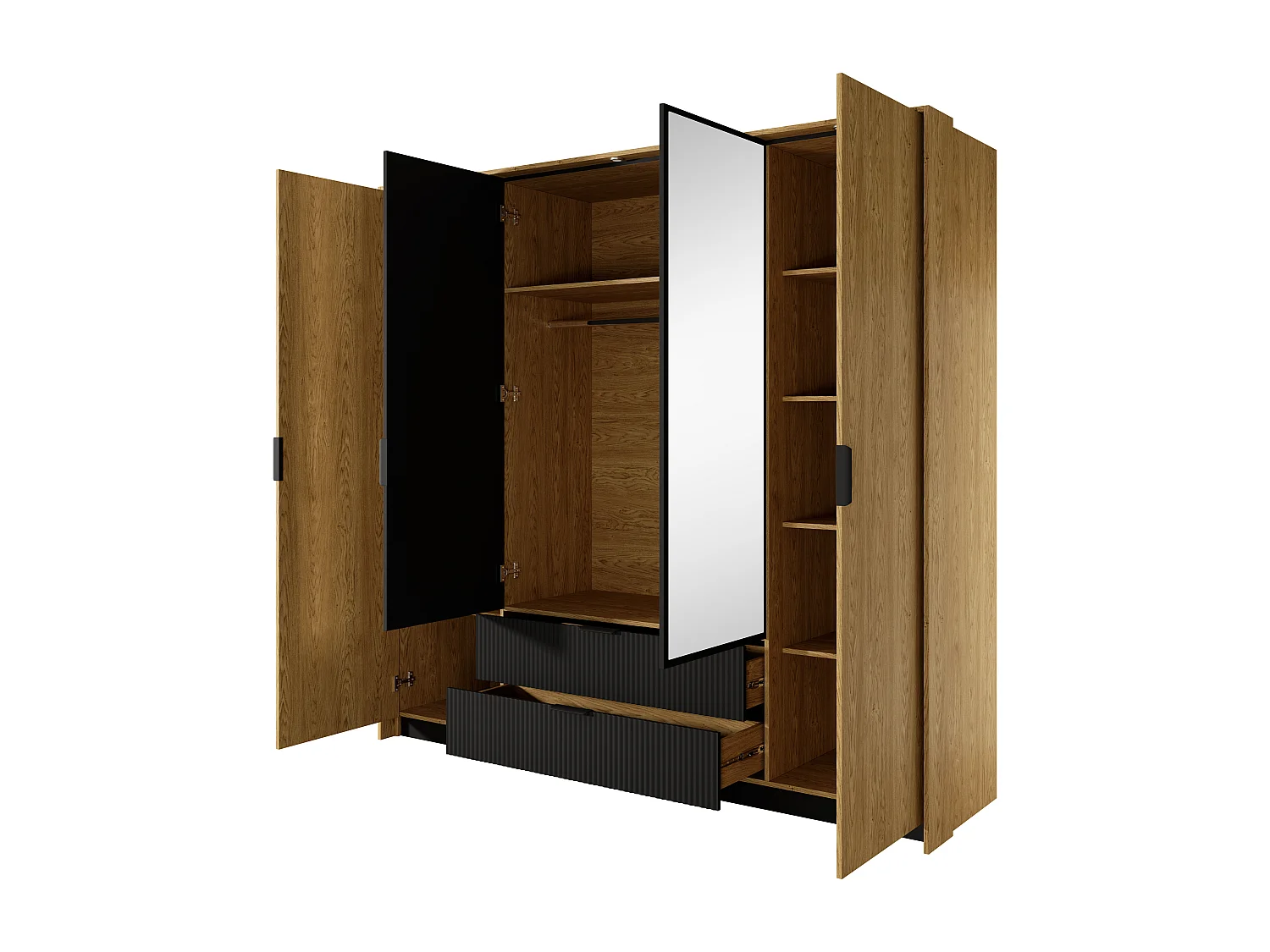 Camera da letto matrimoniale completa moderna rovere naturale e nero CDLLK3