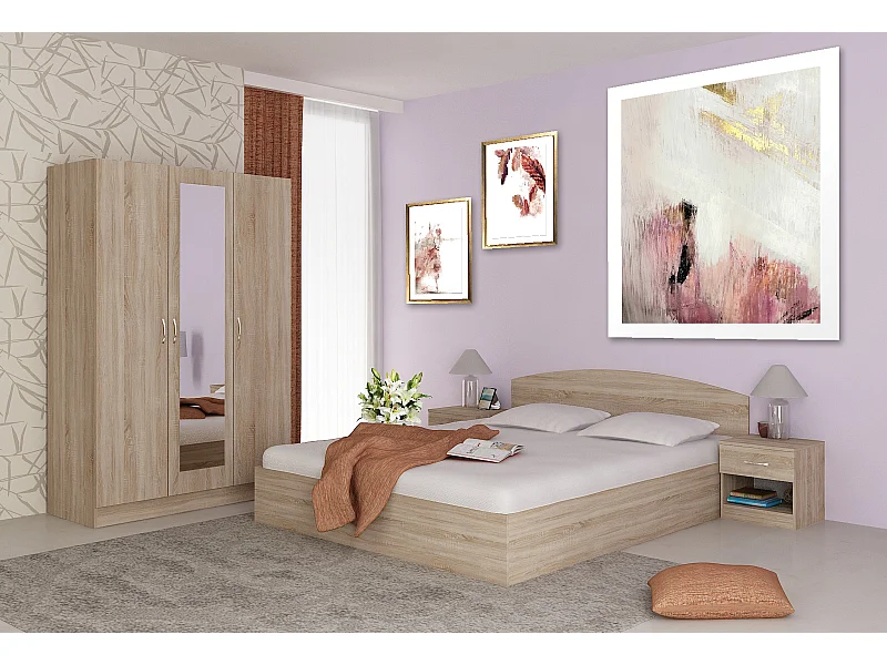 Camera matrimoniale da letto 160x200 completa effetto legno sonoma CMG41