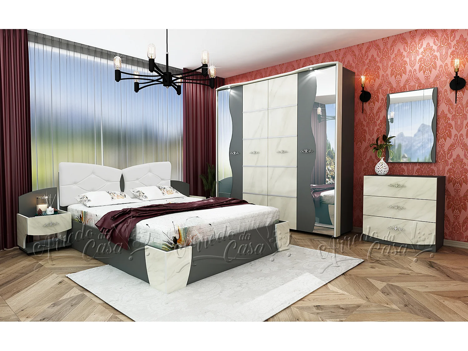 Camera da letto completa marmo e antracite CDLU27