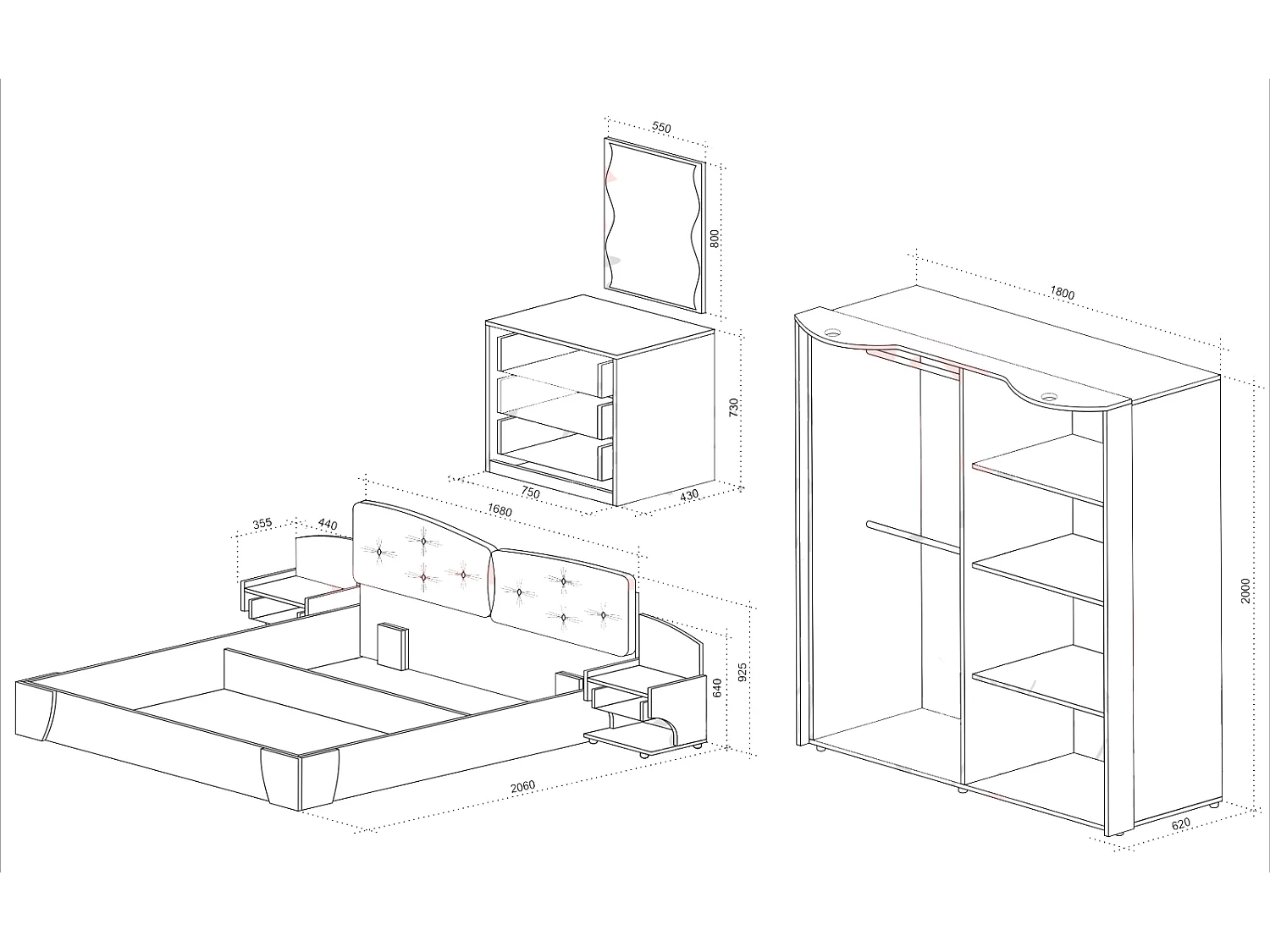 Camera da letto completa marmo e antracite CDLU27
