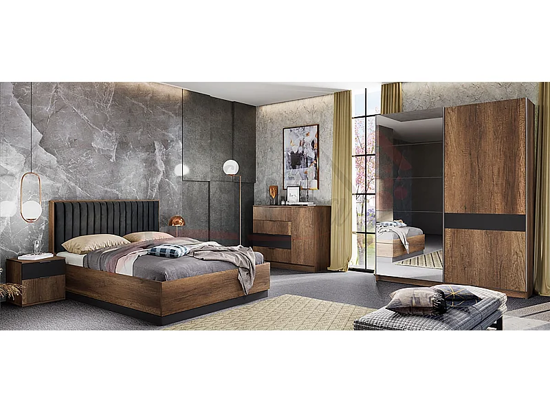 Camera da letto completa legno e antracite CDLI36