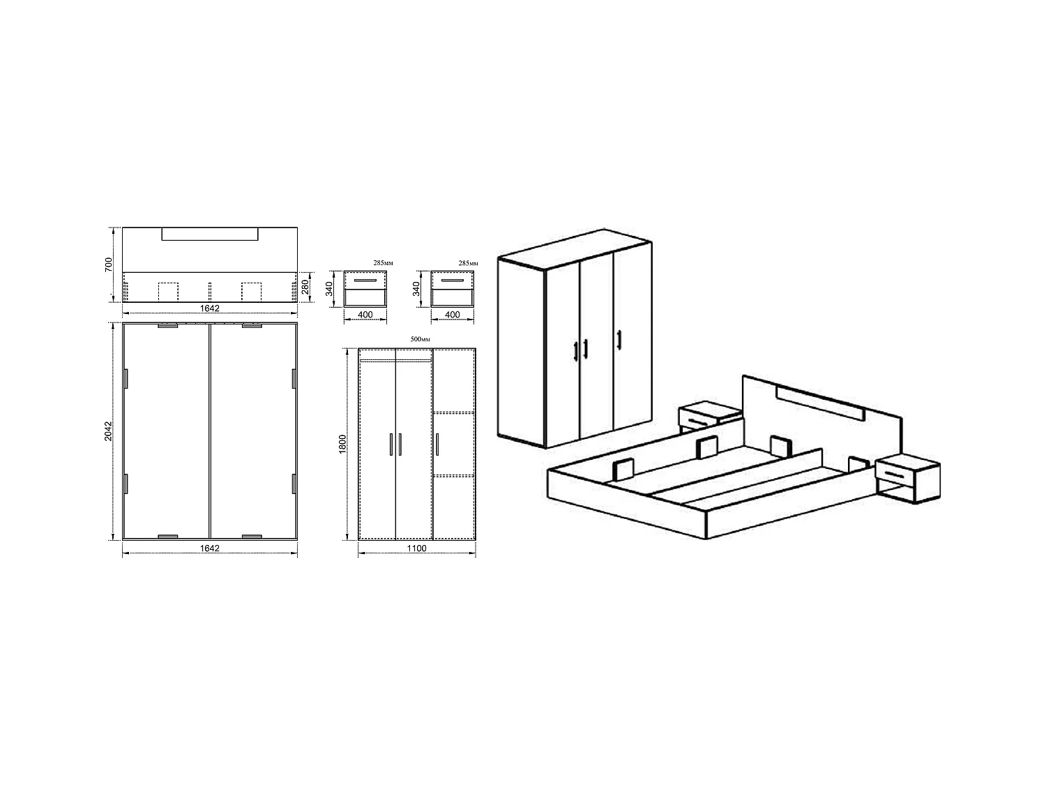 Camera da letto rovere naturale e marrone CDLI24