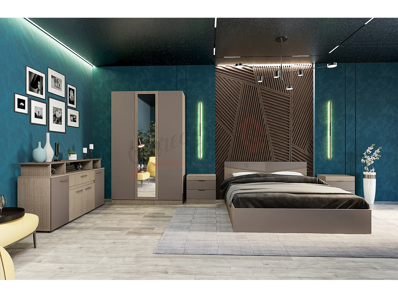 Camera da letto completa beige scuro/lino CDLI33