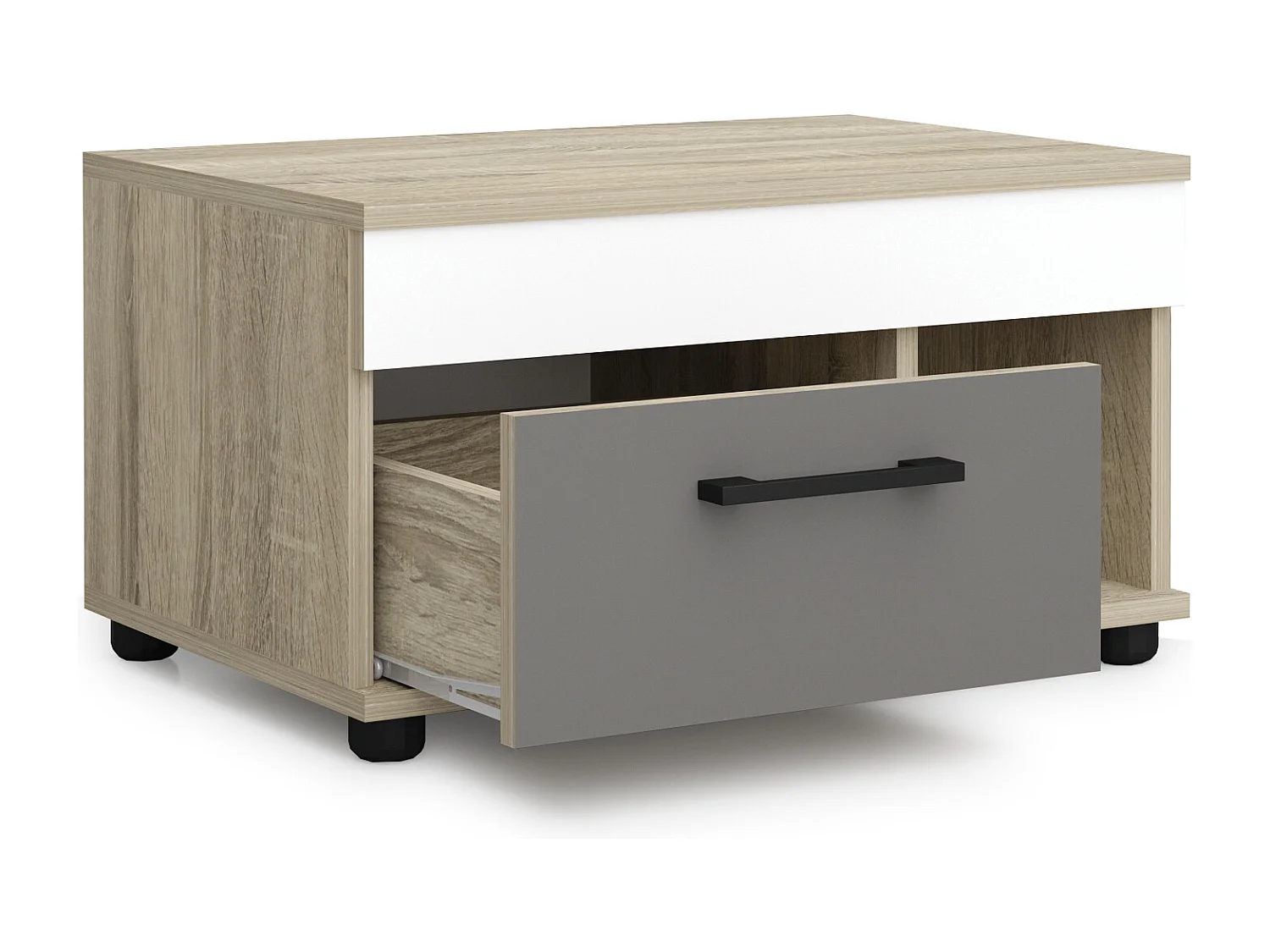 Cameretta completa con letto a castello contenitore 90x200 cm in rovere, antracite e bianco CBG11