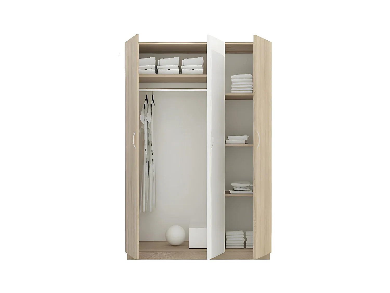 Cameretta completa con letto a una piazza e mezza 120x190 cm rovere chiaro e bianco lucido CBG17