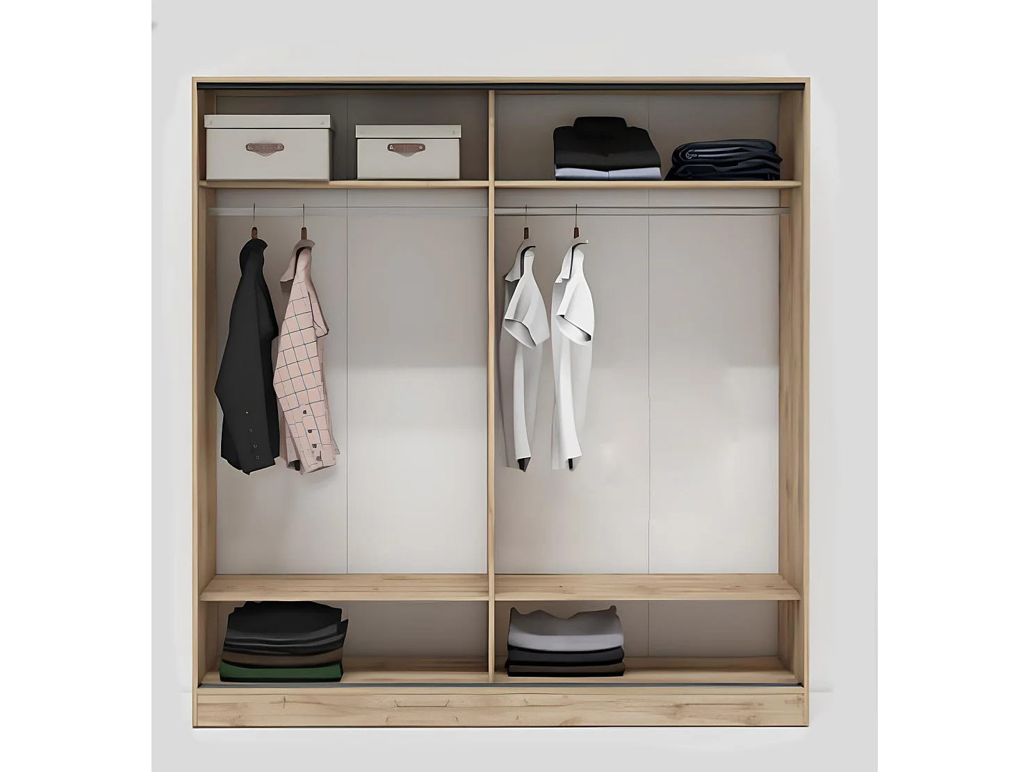 Camera da letto completa con letto contenitore 160x200 cm in rovere naturale CMG35