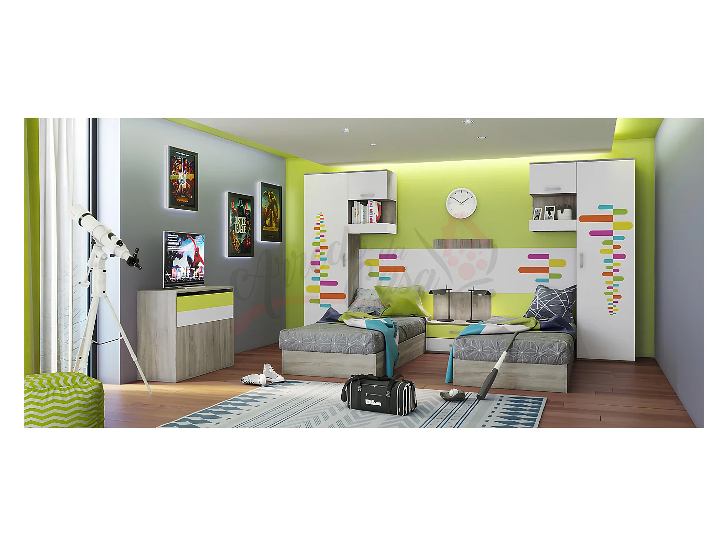 Cameretta 2 letti completa per ragazzi CCI5010