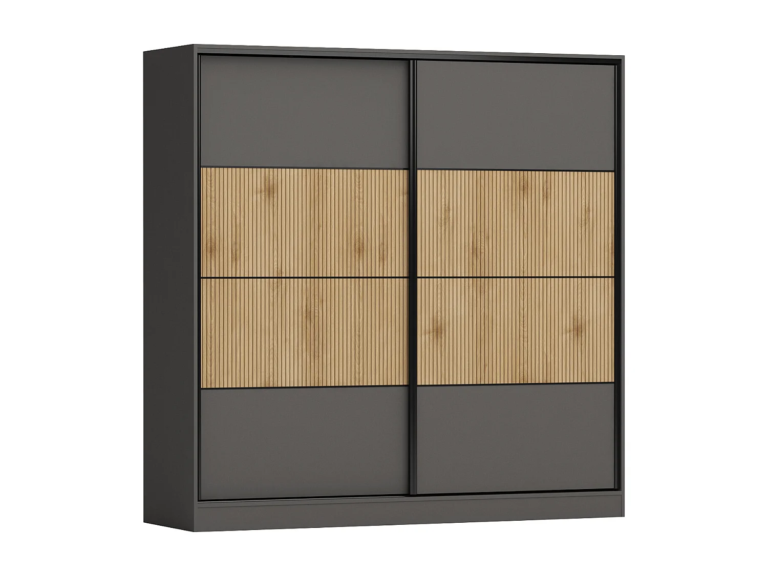 Camera da letto completa con letto contenitore 160x200 cm rovere cannettato e grafite CMG50