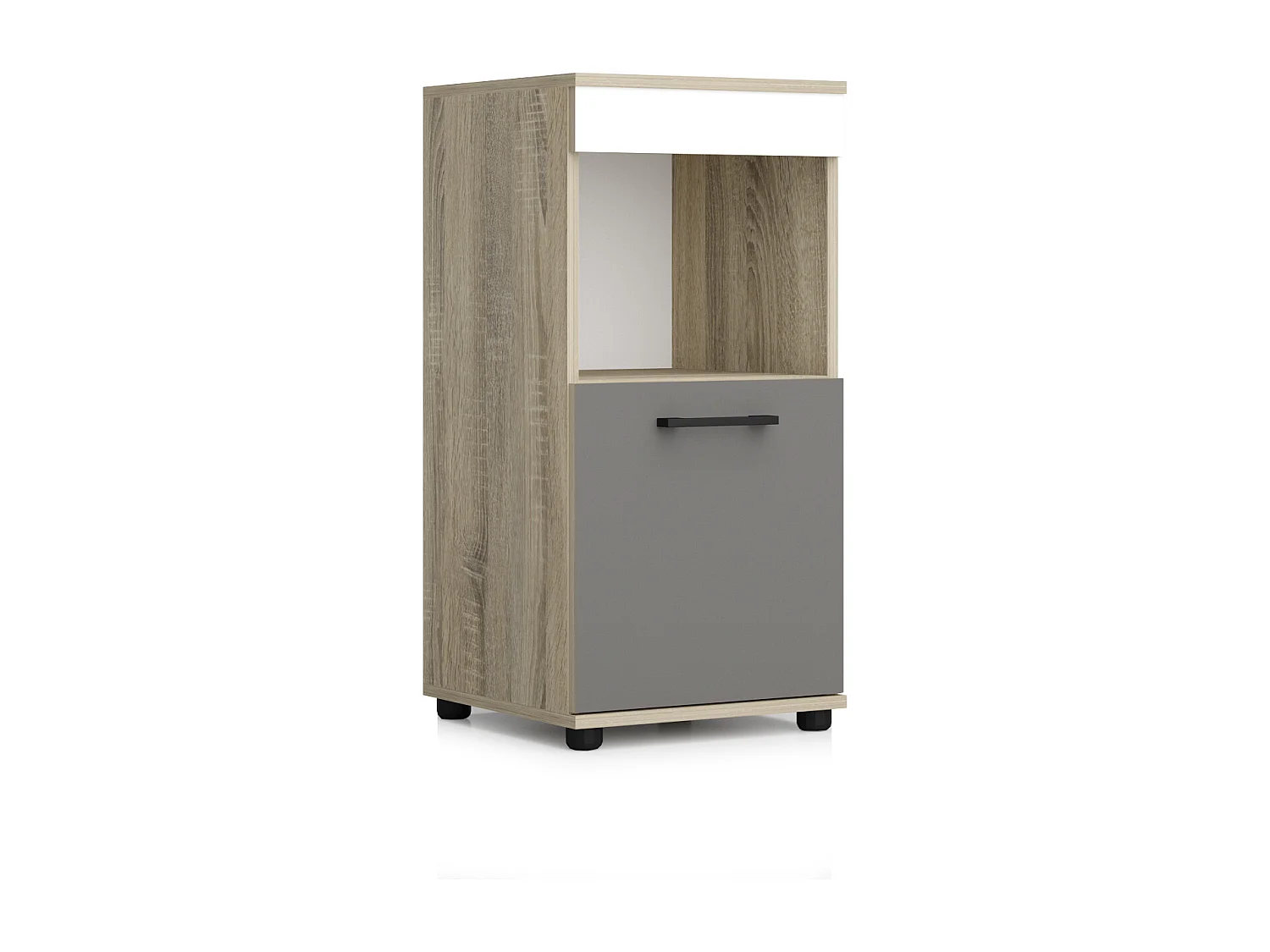 Cameretta completa moderna con letto contenitore 120x200 cm in rovere, antracite e bianco CBG13