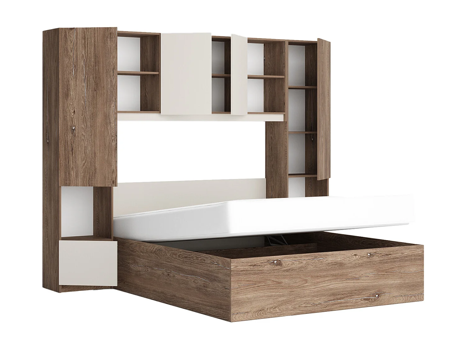 Camera da letto a ponte 254x200 cm marrone e beige CMG49