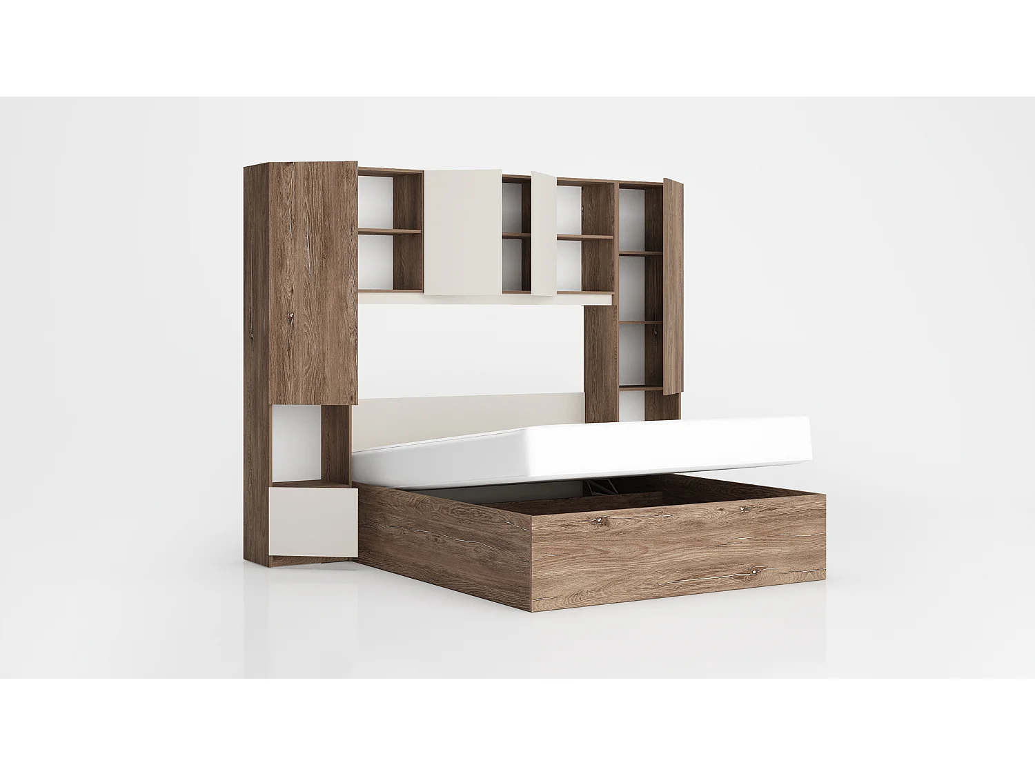 Camera da letto a ponte 254x200 cm marrone e beige CMG49