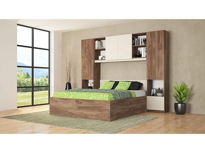 Camera da letto a ponte 254x200 cm marrone e beige CMG49