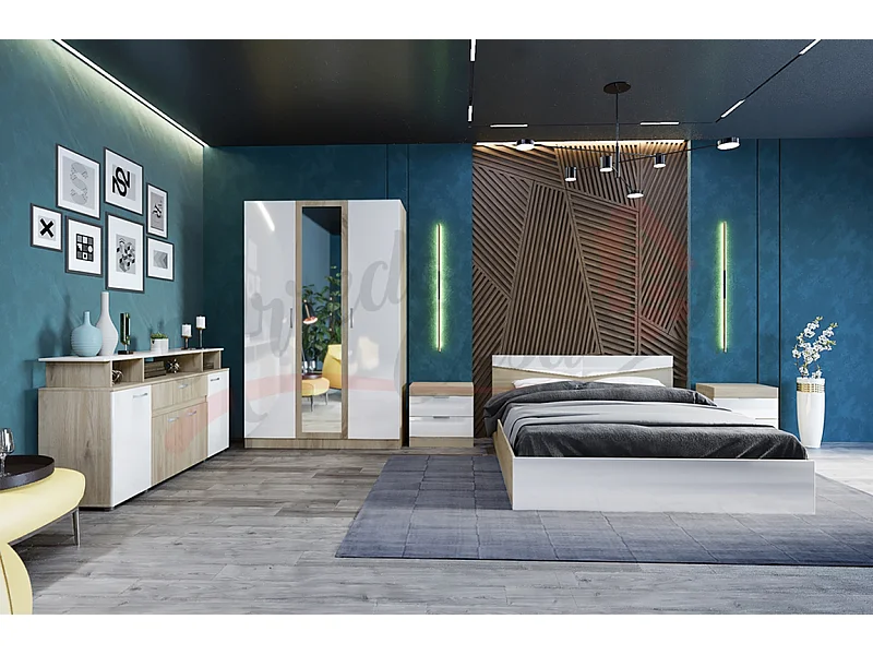 Camera da letto completa sonoma/bianco lucido CDLI33