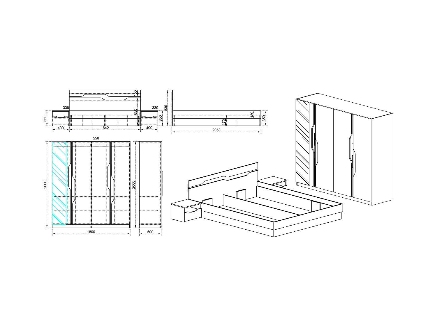 Camera da letto completa bianca CDLI7013
