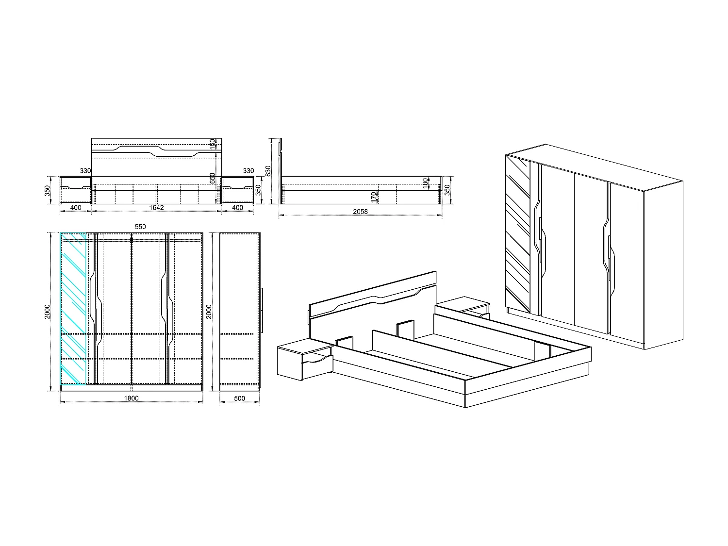 Camera da letto completa bianca CDLI7013