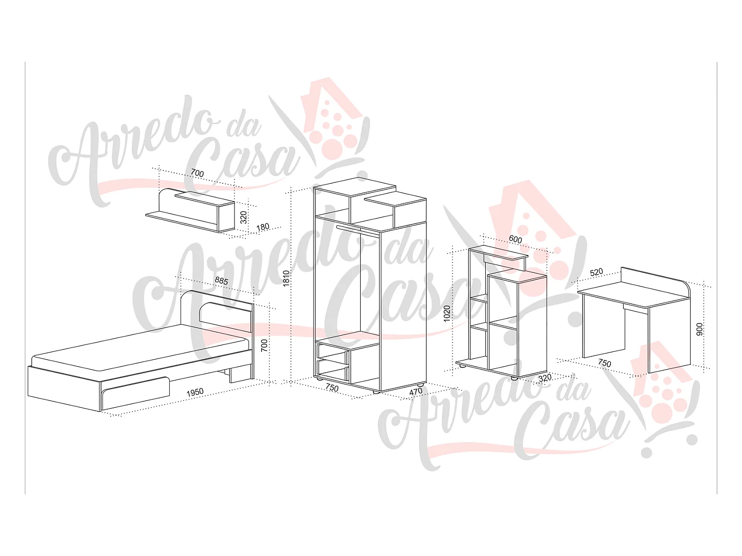 Cameretta bambino design moderno CCU1