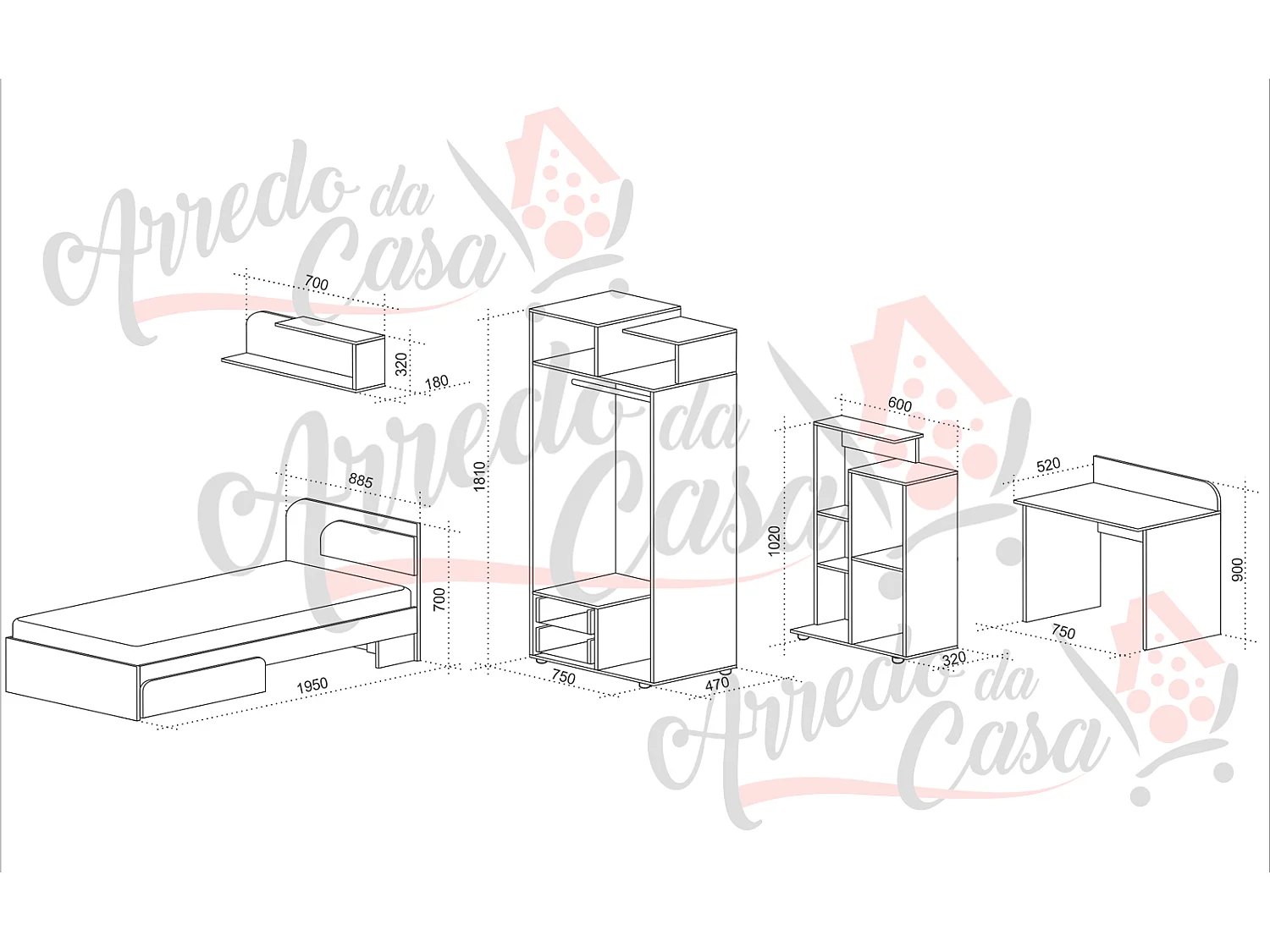 Cameretta bambino design moderno CCU1