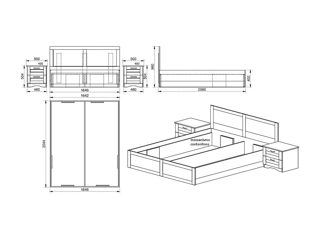 Camera da letto completa beige ed effetto legno antico CDLI38