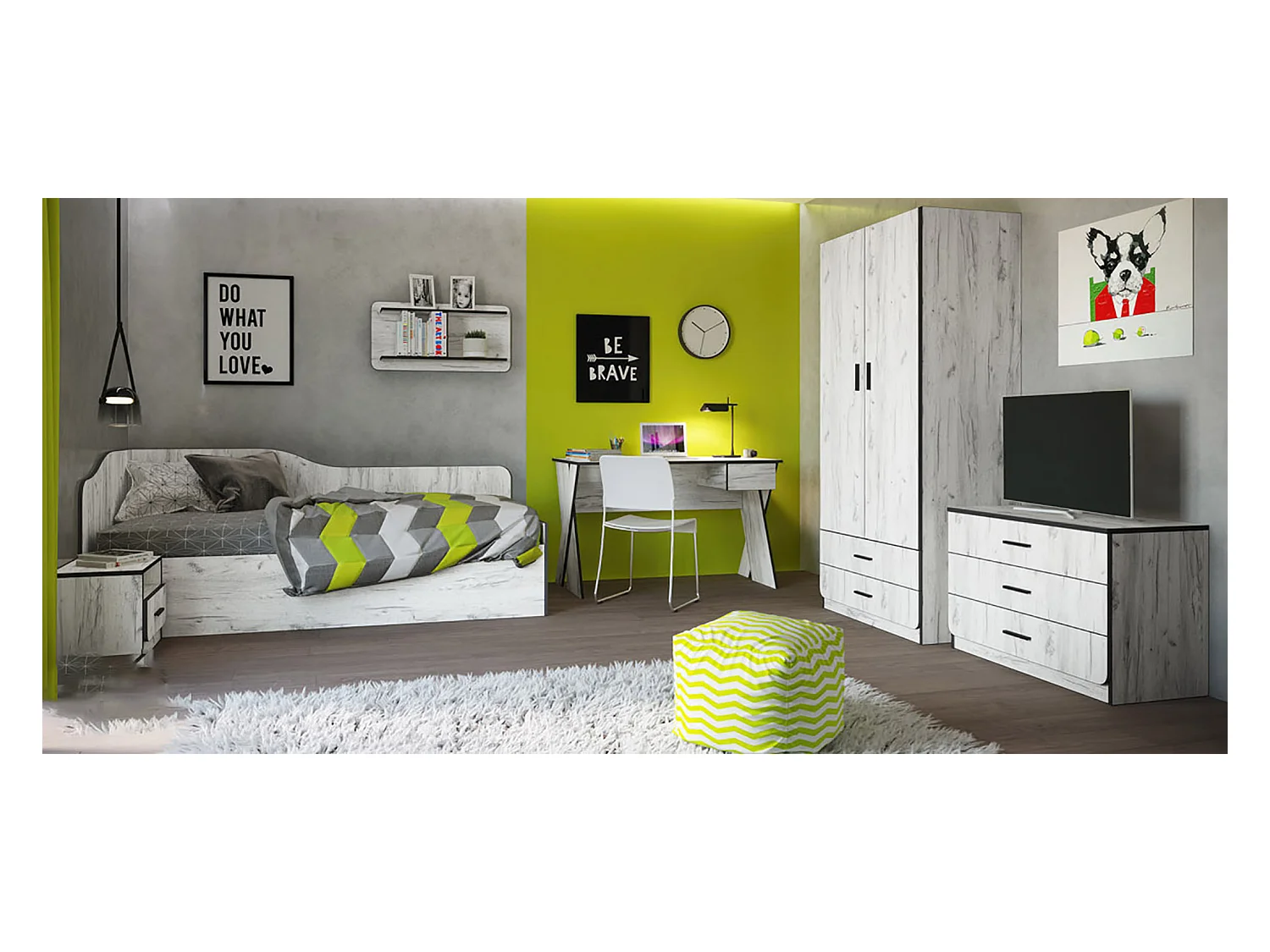 Cameretta completa con letto ad angolo CCI12