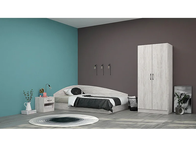 Cameretta 120x190 completa con letto a una piazza e mezza ad angolo bianco legno CBG8