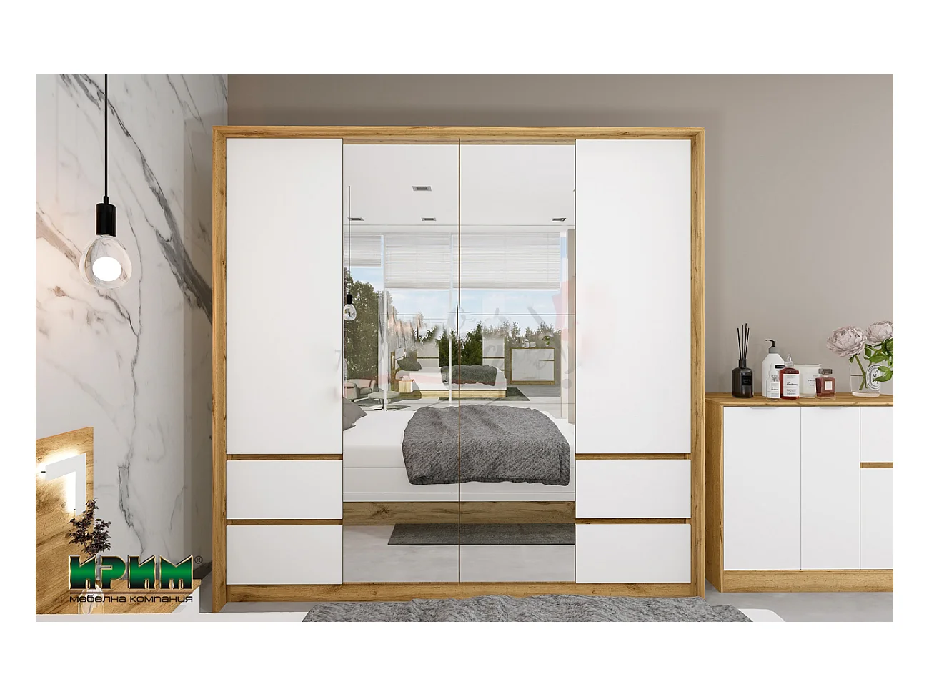 Camera matrimoniale completa bianca e rovere CDLI21