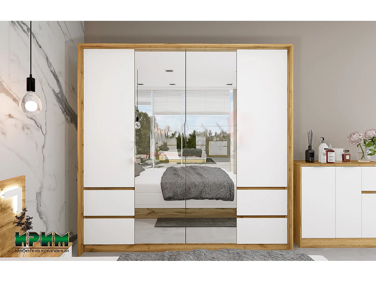 Camera matrimoniale completa bianca e rovere CDLI21