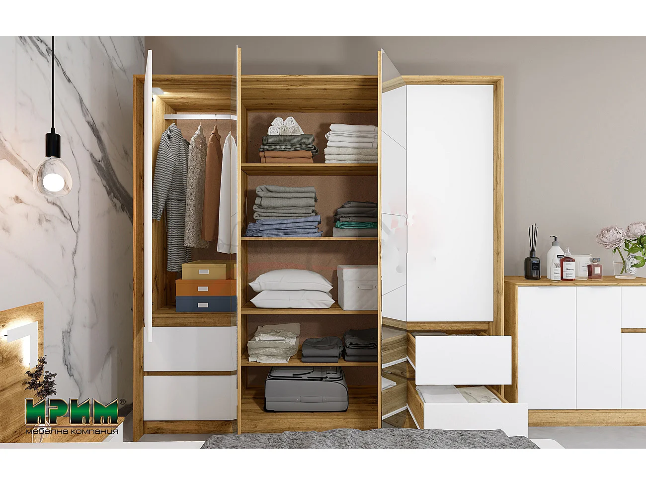 Camera matrimoniale completa bianca e rovere CDLI21