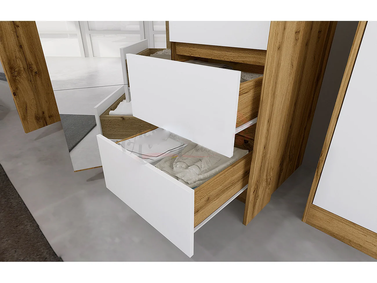 Camera matrimoniale completa bianca e rovere CDLI21