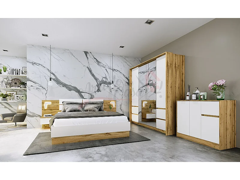 Camera matrimoniale completa bianca e rovere CDLI21