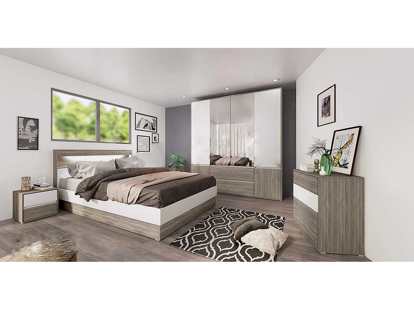 Camera da letto completa rovere e bianco CDLI7009