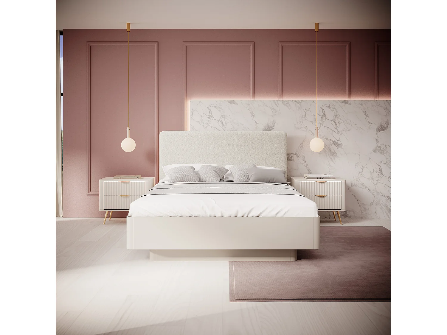 Camera da letto matrimoniale completa moderna beige CDLLK6