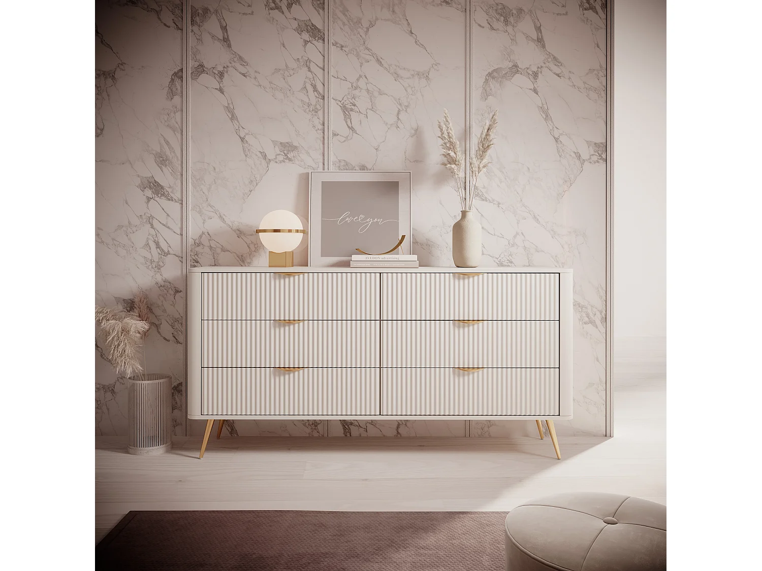 Camera da letto matrimoniale completa moderna beige CDLLK6