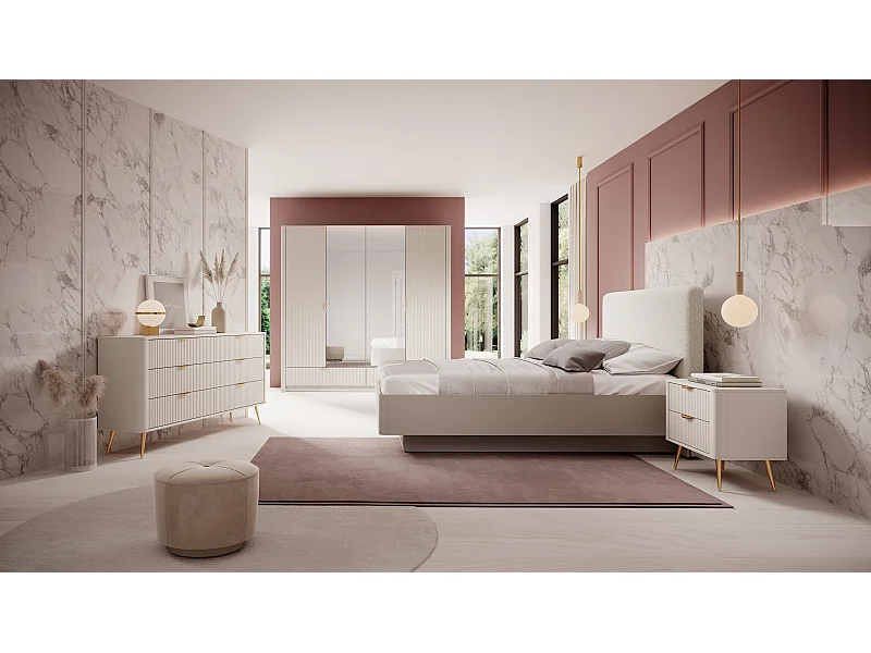 Camera da letto matrimoniale completa moderna beige CDLLK6