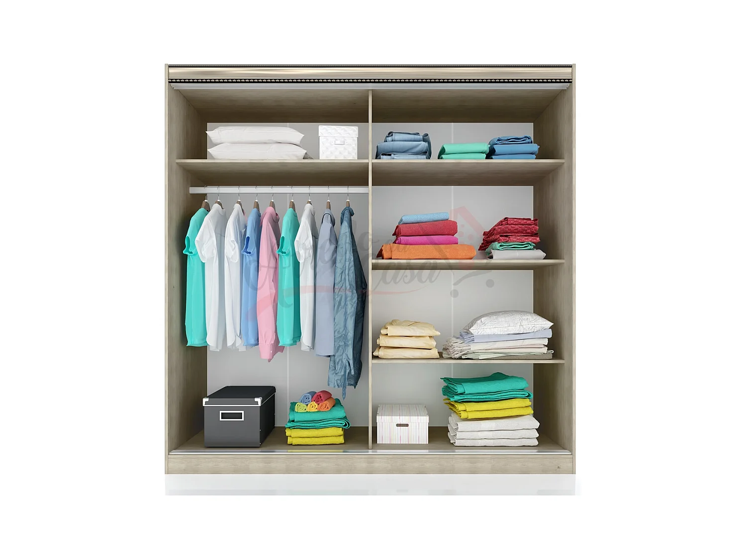 Camera da letto completa rovere chiaro e bianco CDLI7036