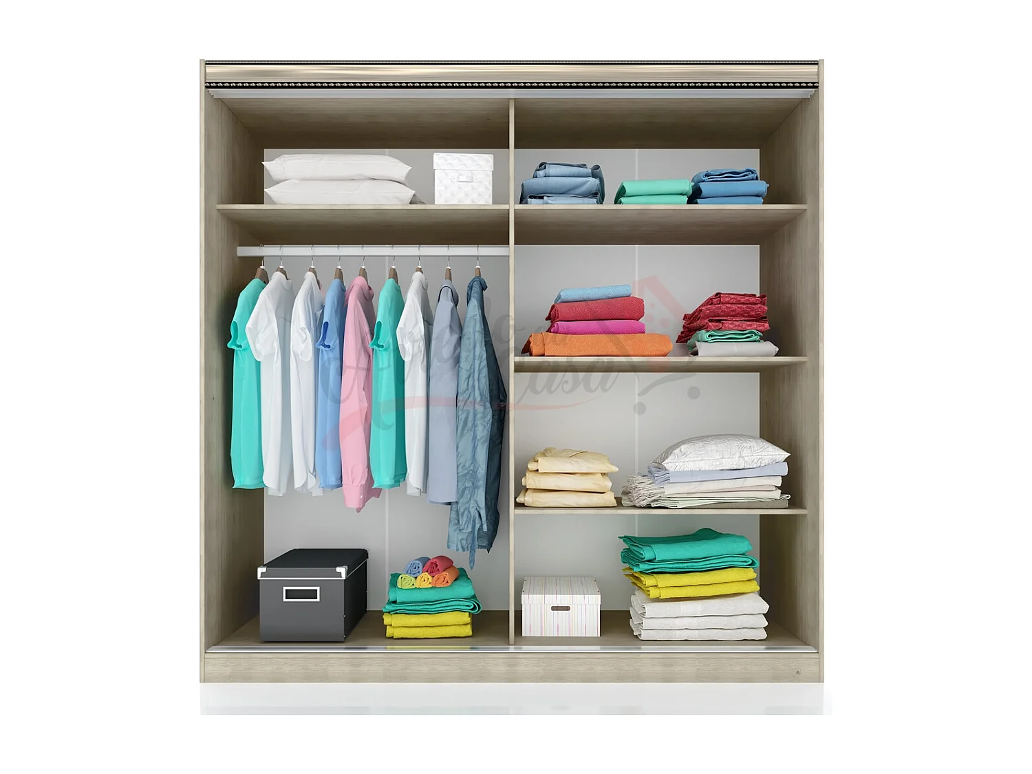 Camera da letto completa rovere chiaro e bianco CDLI7036