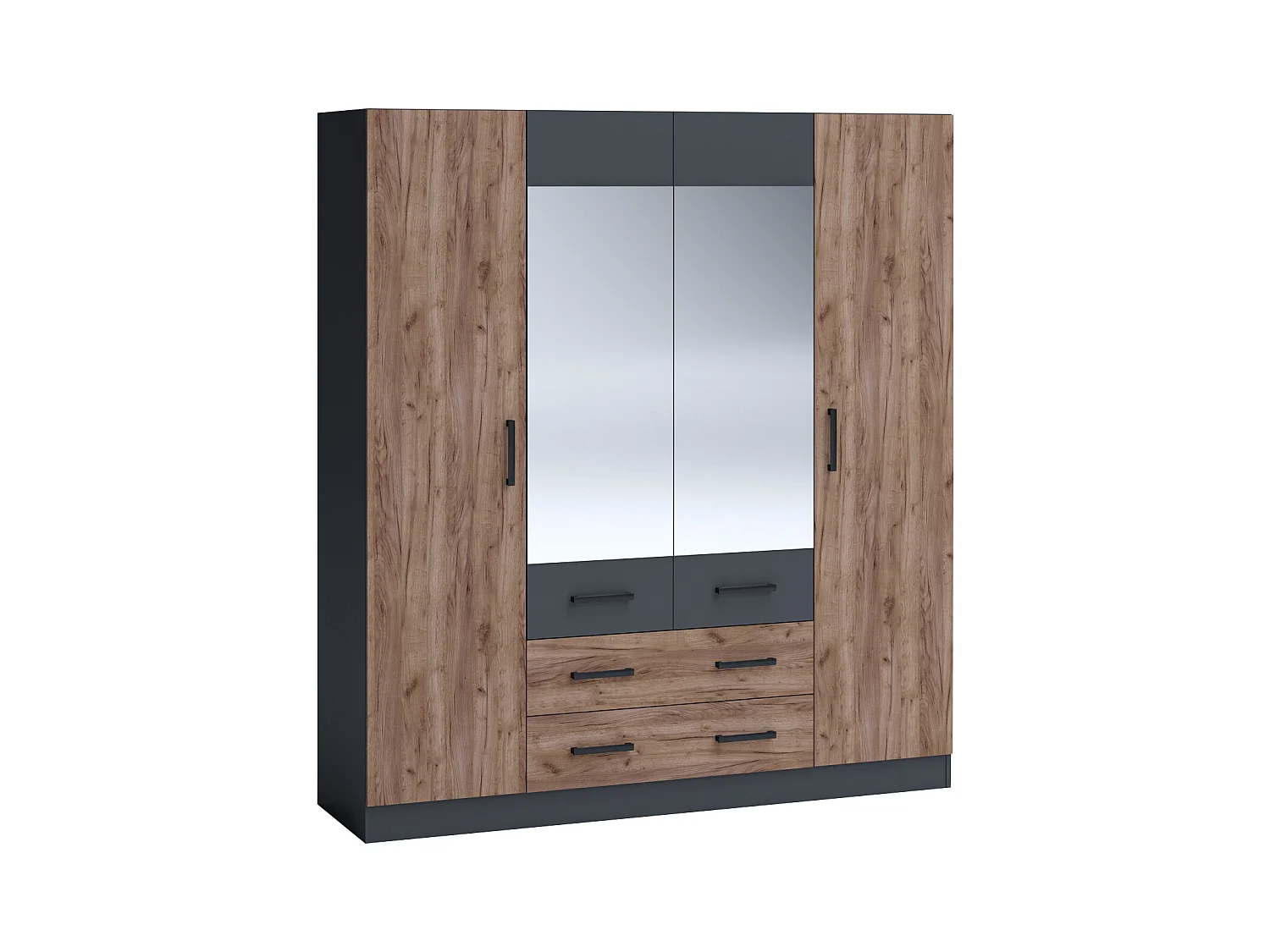 Camera matrimoniale con letto contenitore 160x200 cm noce e antracite CMG38