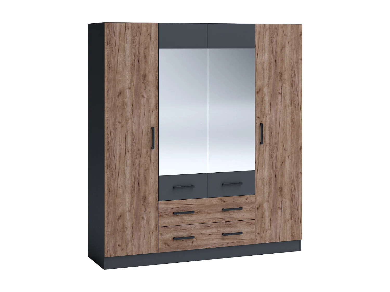 Camera matrimoniale con letto contenitore 160x200 cm noce e antracite CMG38