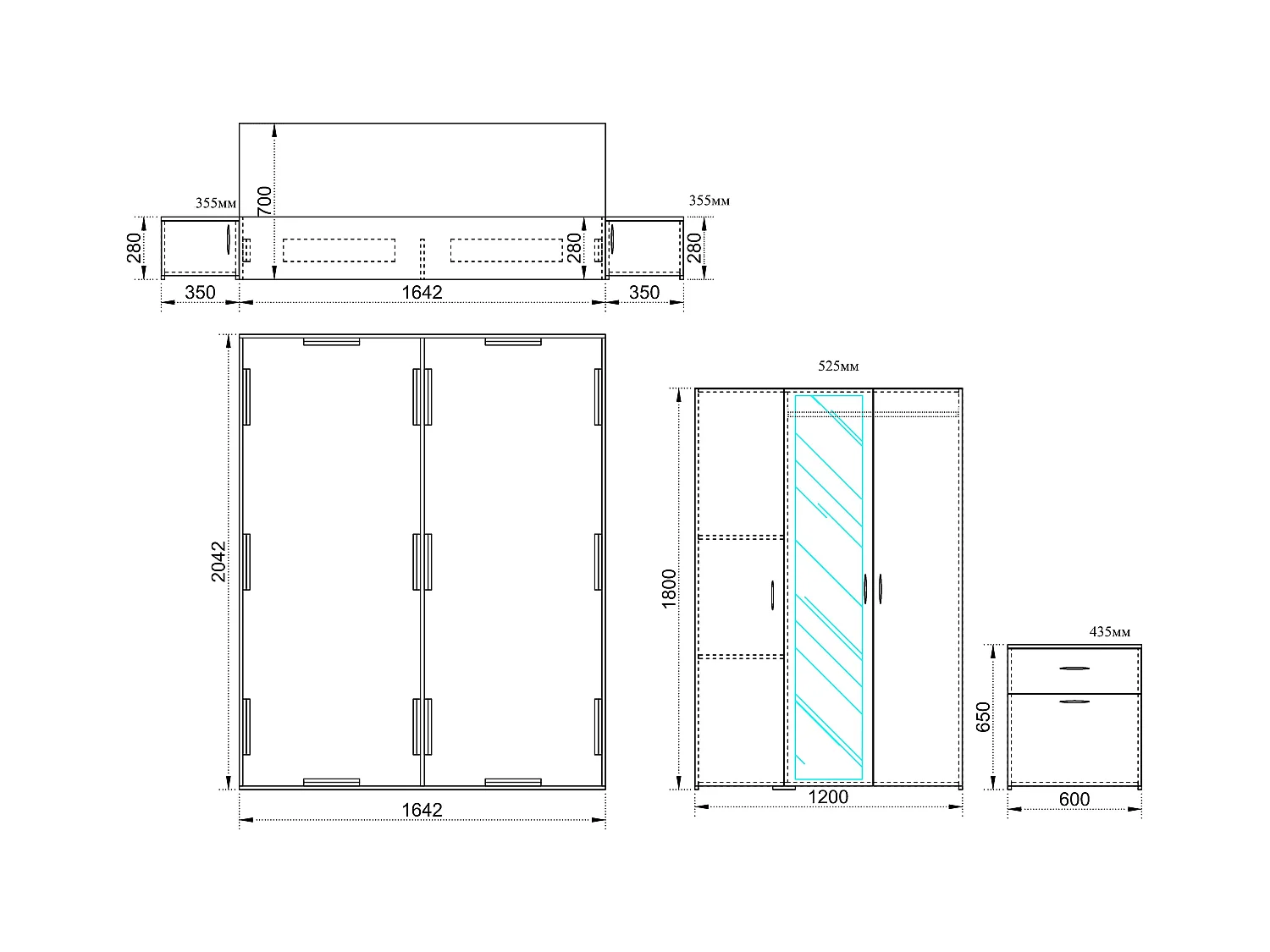 Camera da letto matrimoniale completa rovere CDLI23