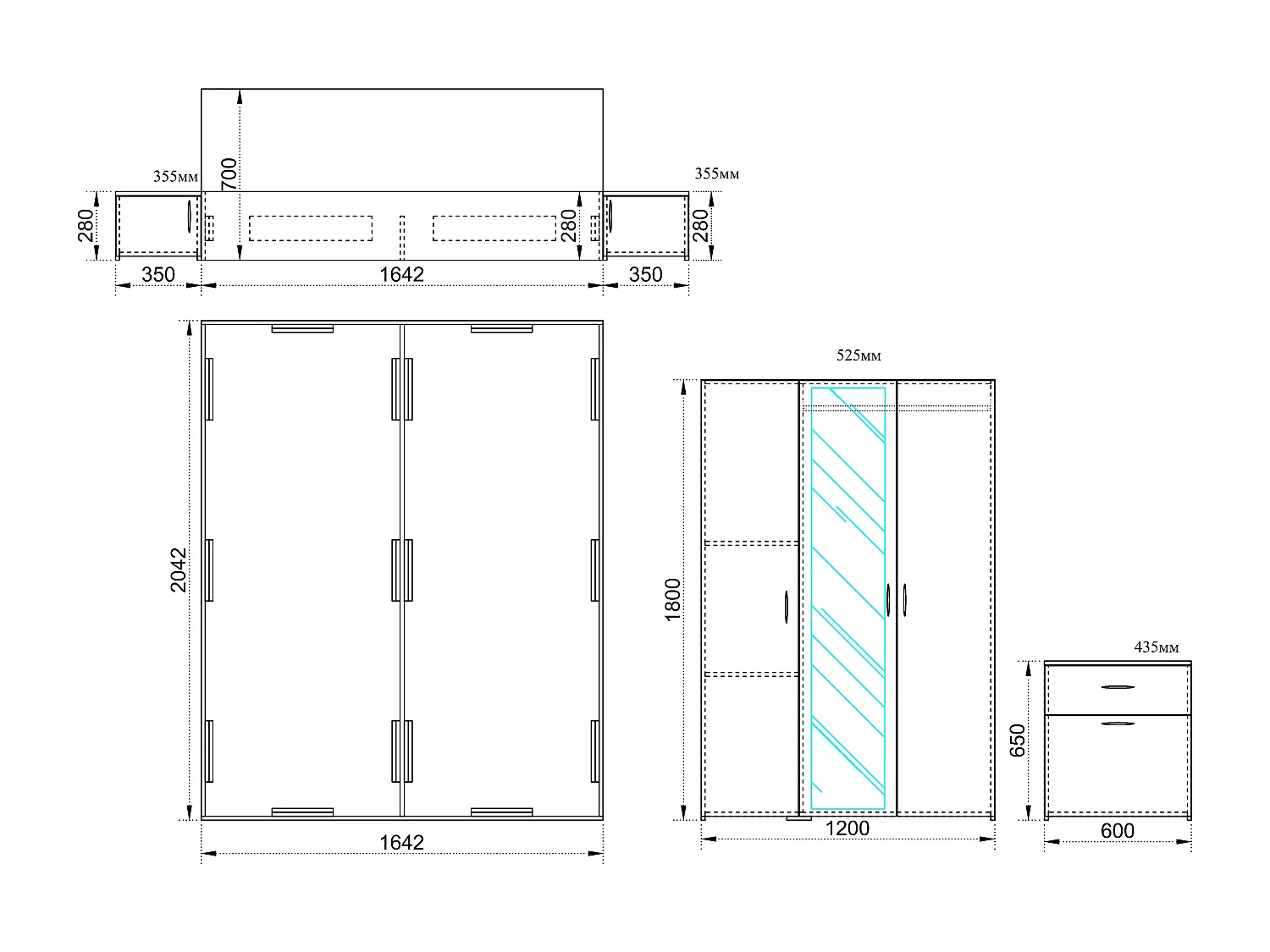Camera da letto matrimoniale completa rovere CDLI23