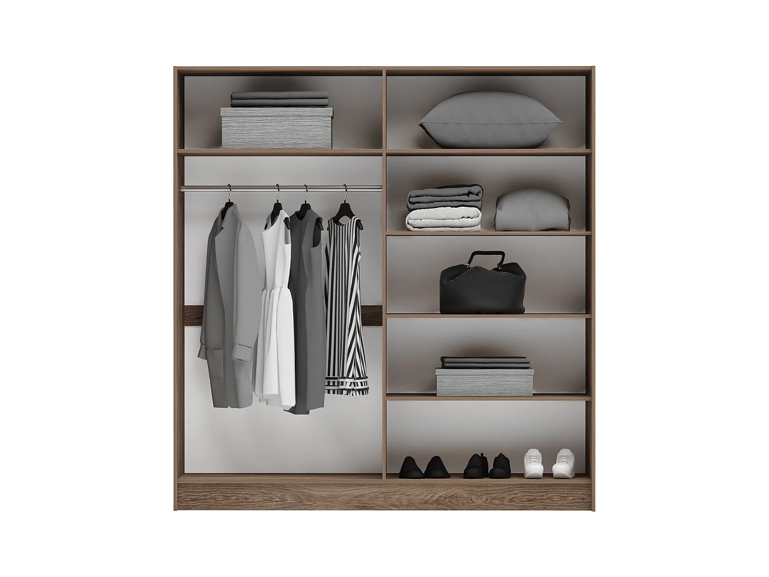 Camera matrimoniale completa con letto 160x200 cm marrone grigio antracite CMG1